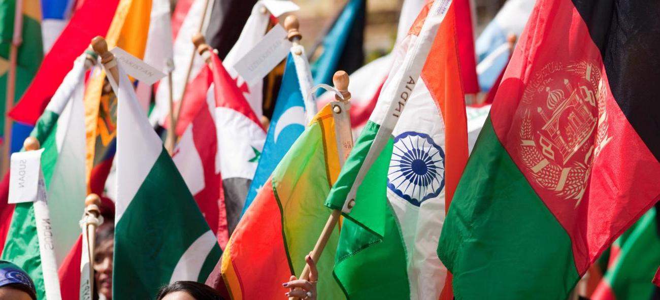 街头集市上的印度国旗 